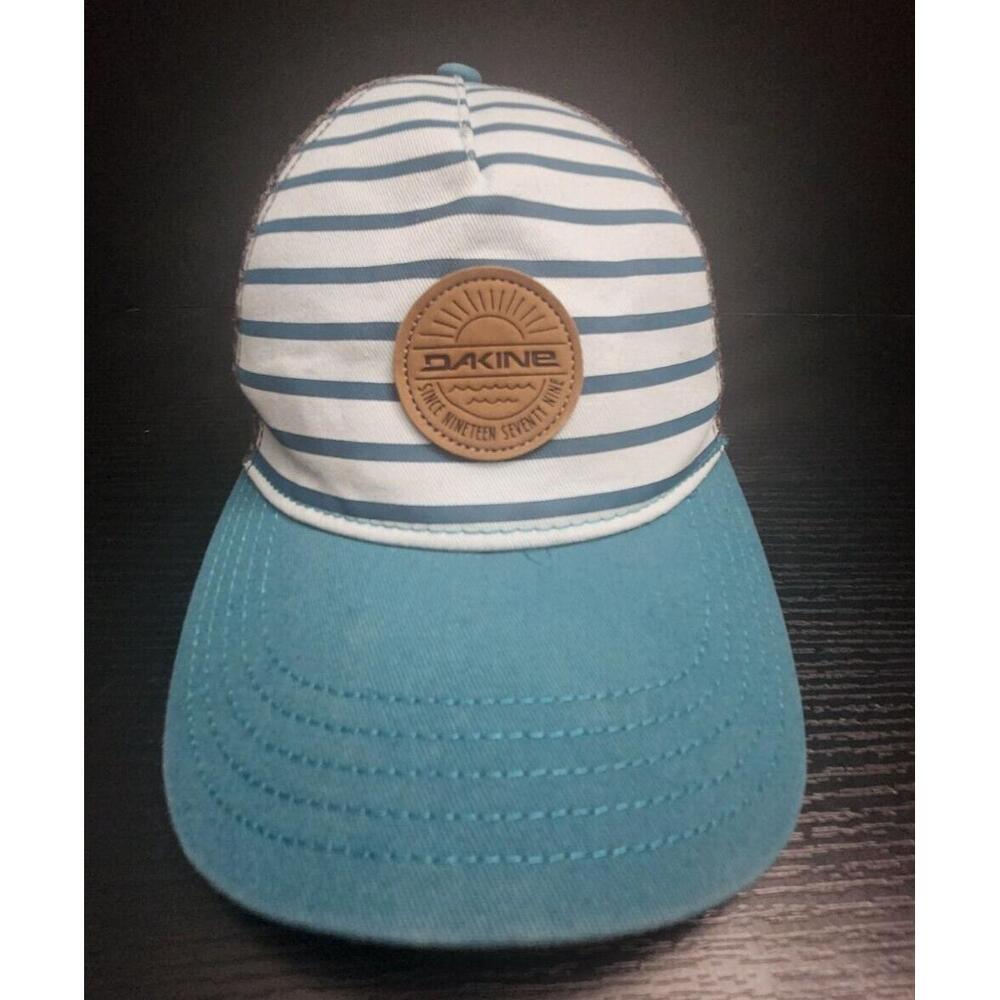 Dakine Leather Patch snapback Mesh‎ Hat Cap Teal stripes